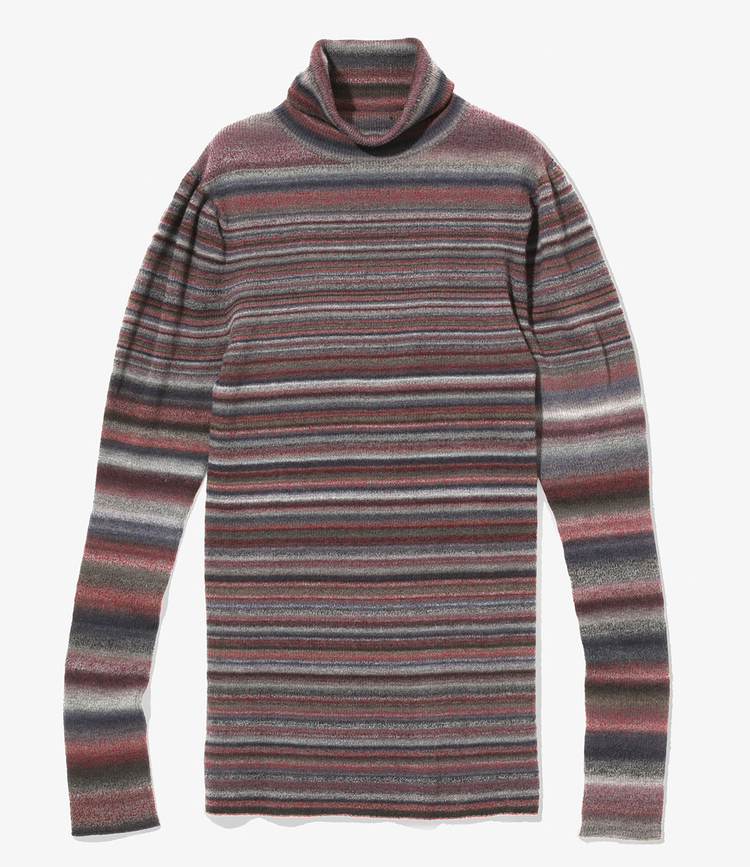 Turtle Neck Puff Sleeve Sweater - Stripes ¥23,100